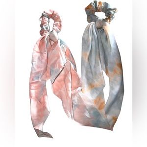 Set of two pony tail scarf scrunchies . Both are‎ watercolor tie dye. NWOT